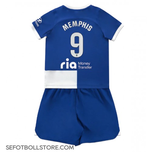 Atletico Madrid Memphis Depay #9 Replika babykläder Bortaställ Barn 2023-24 Kortärmad (+ korta byxor)